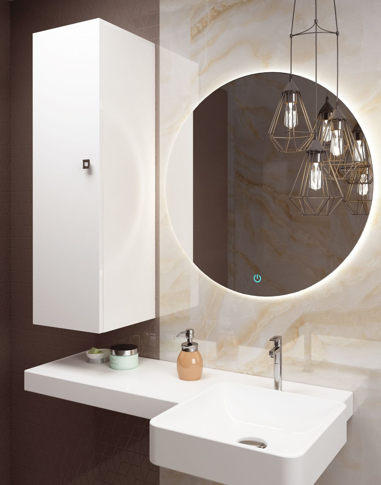 REGENT style Шкаф-пенал для ванной, ПеналВиола1д/подвесной, 30х30х100 см, Левый  #1