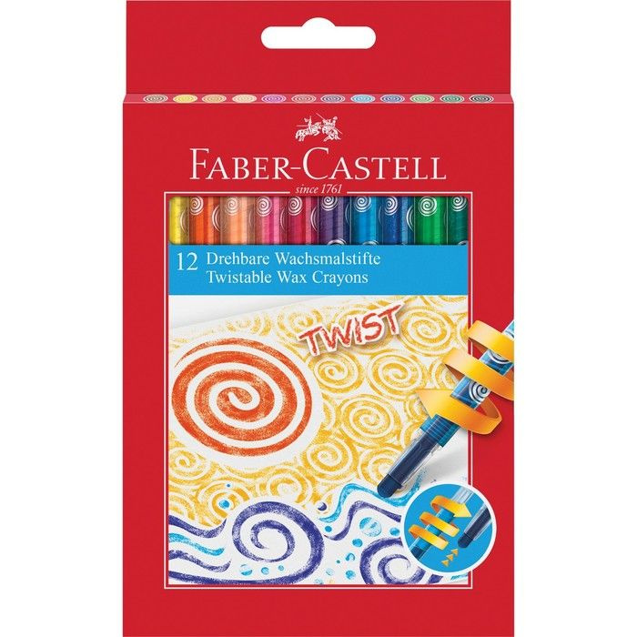 Карандаши восковые Faber-Castell, 12 цветов, выкручивающийся стержень, в картонной коробке, с европодвесом #1