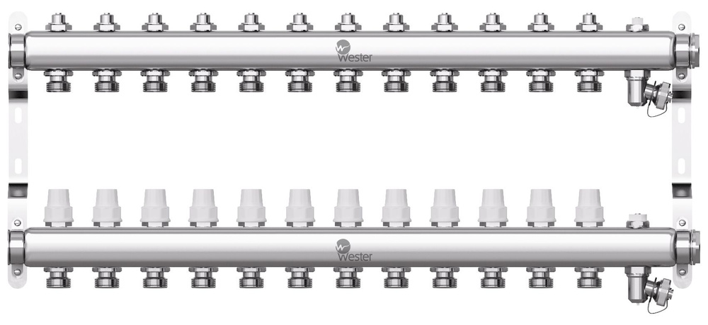 Коллектор 1" из нерж. стали на 12 выходов 3/4"ЕК без расходомеров, группа в сборе, Wester MUVS12134 0-32-1620 #1