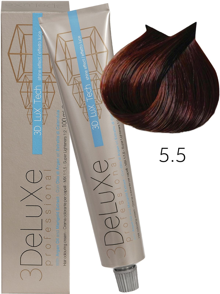 3DELUXE PROFESSIONAL 5.5 Крем-краска для волос СВЕТЛО-КАШТАНОВЫЙ (КРАСНОЕ ДЕРЕВО), 100мл  #1
