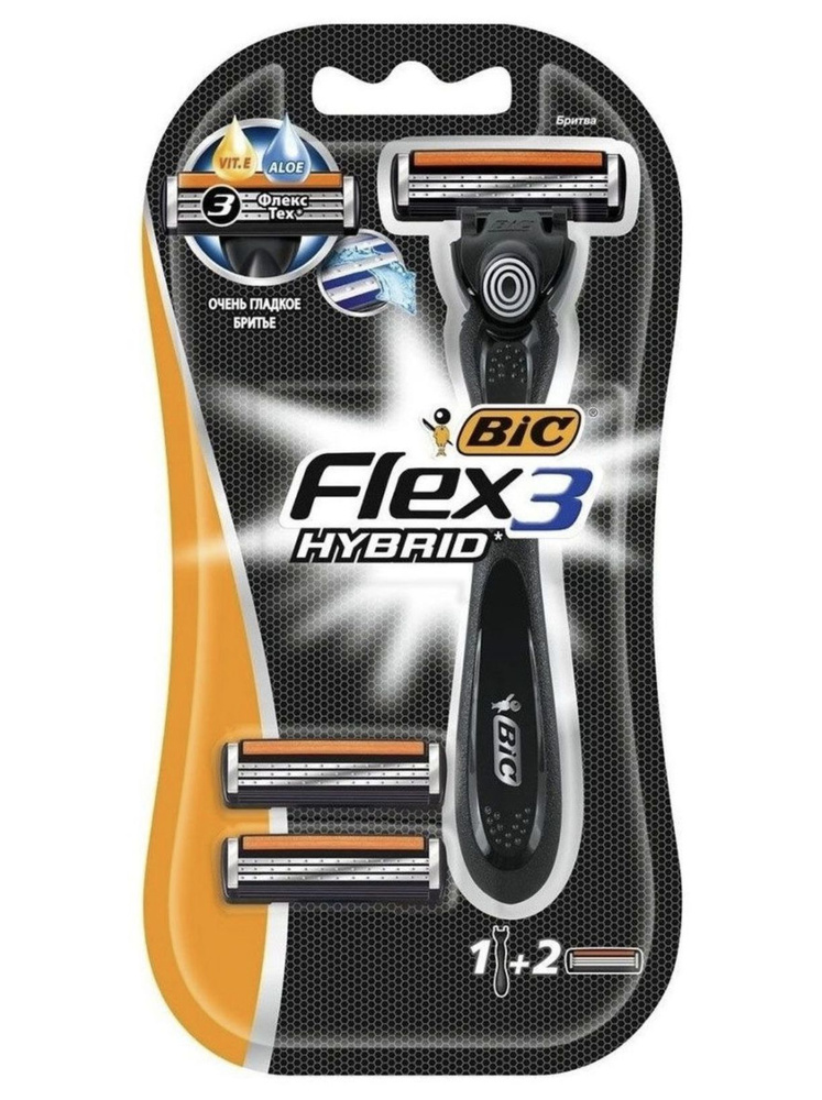 Бритва мужская BIC Flex 3 Hybrid, 1 ручка и 2 сменные кассеты #1