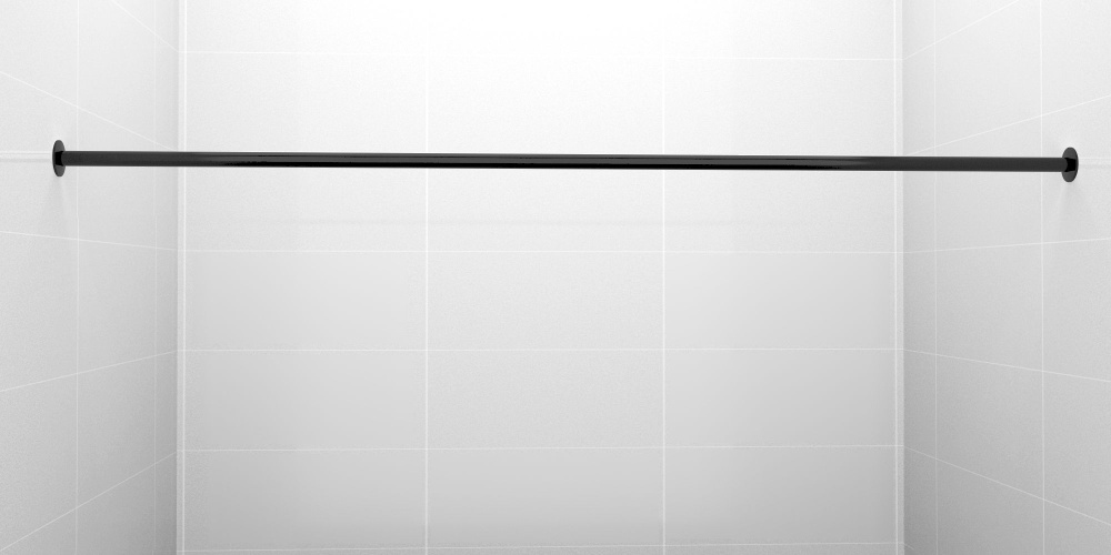 Карниз для ванной 180см Прямой Усиленный, крепление 6см, цельнометаллический из нержавейки черного цвета #1