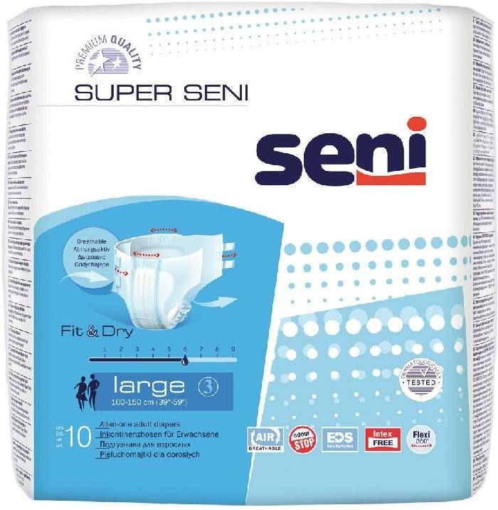 Seni Super, подгузники для взрослых (L), 10 шт. #1