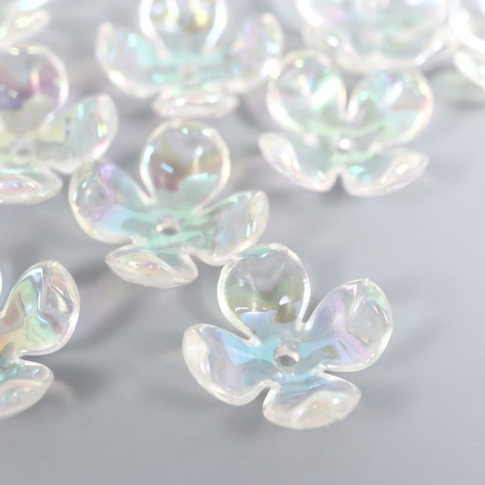 Бусины для творчества "Четырёхлистный цветок" набор 20 шт прозрачный перл. 1,6х1,4 см  #1