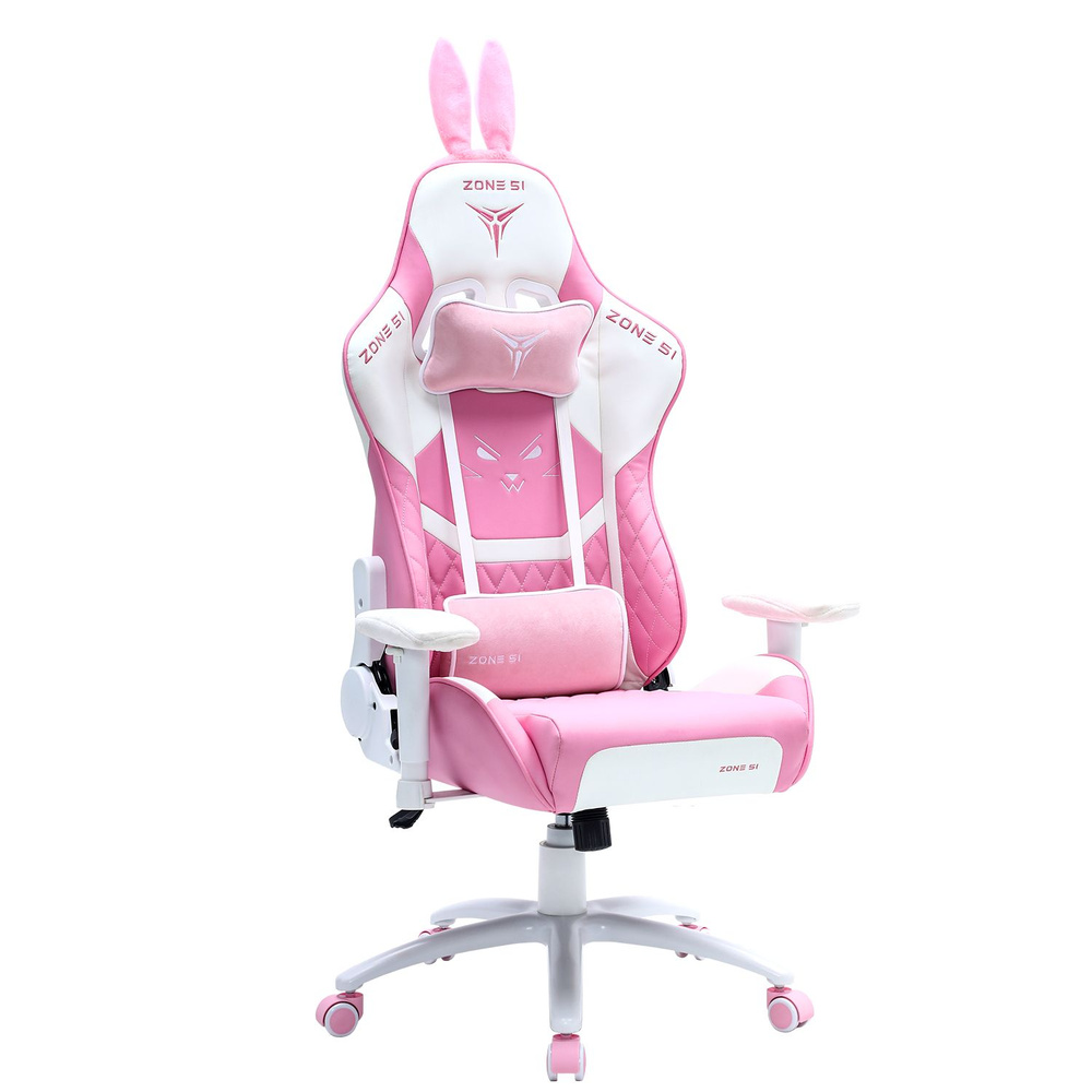 ZONE 51 Игровое компьютерное кресло BUNNY, розовый/белый #1