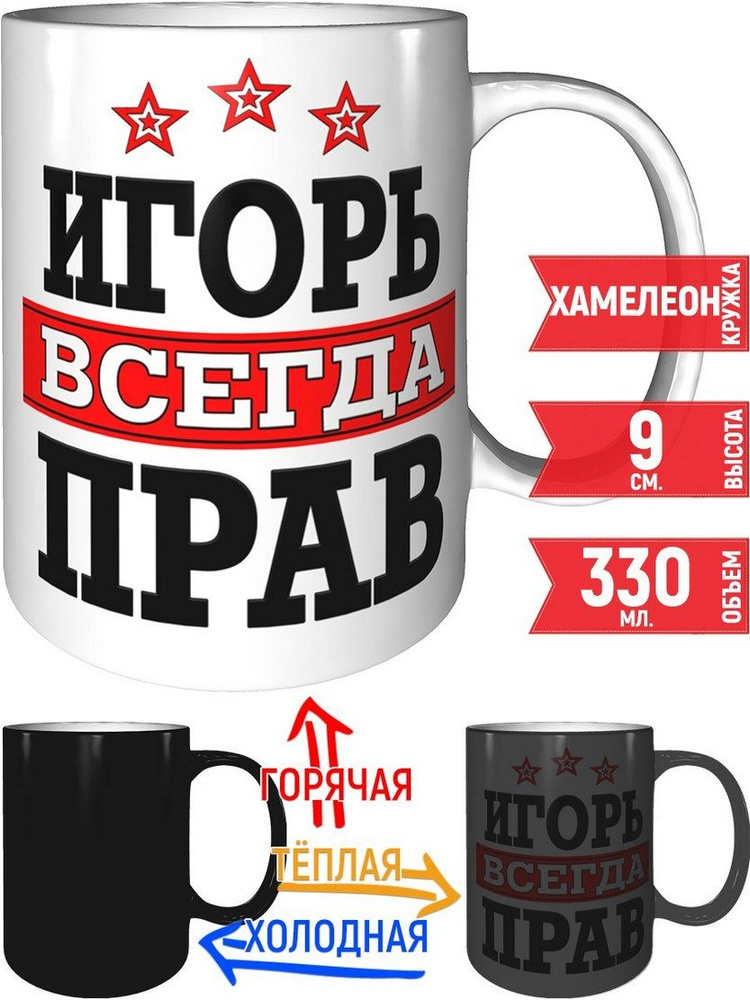 Кружка Игорь всегда прав - проявляющаяся при нагреве, хамелеон.  #1