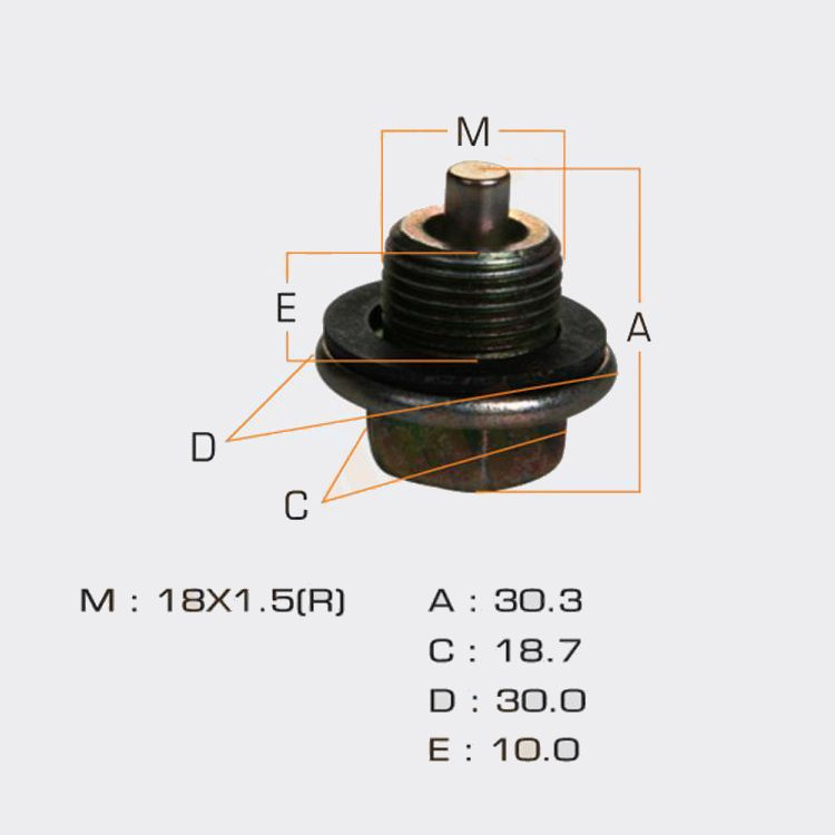 Болт маслосливной с магнитом (с шайбой) Toyota 18х1.5mm 2L-3L-1C-2C-1#B-1G-7M-4S  #1