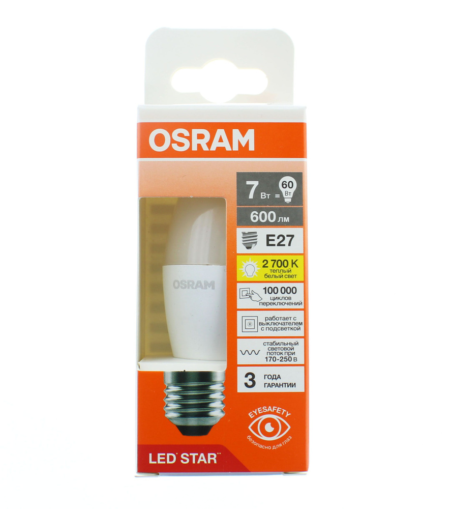 Лампа "свеча" светодиодная OSRAM LED Star 7Вт 2700К E27 #1