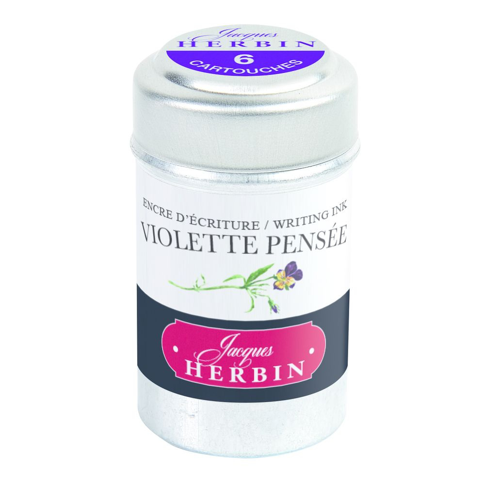 Картриджи для перьевой ручки Herbin. Violette pensee Задумчивая фиалка. 6 шт, международный формат, короткие #1