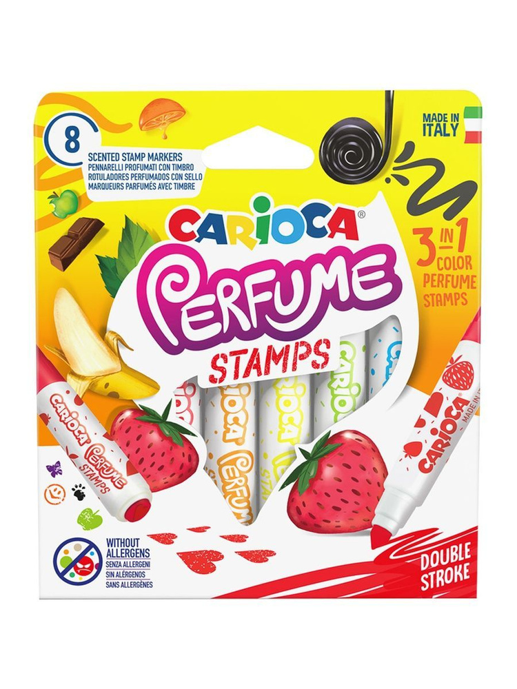 Фломастеры-штампы двусторонние Carioca "Perfume Stamps", 08цв., ароматизированные, смываемые, картон, #1