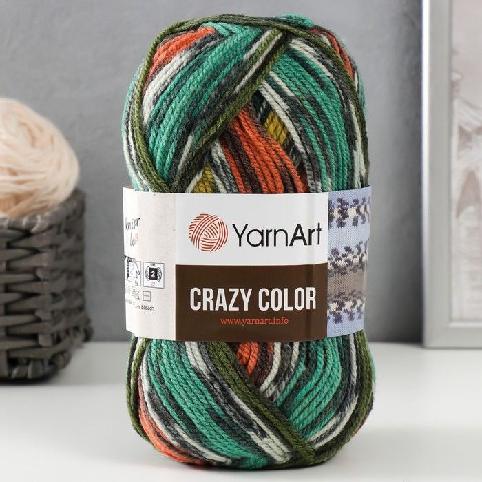 Пряжа для вязания YarnArt "Crazy color" 25% шерсть, 75% акрил 260м/100гр, 163 принт  #1