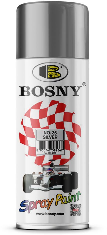 Bosny Аэрозольная краска Быстросохнущая, Глянцевое покрытие, 0.52 л, 0.3 кг, серебристый  #1