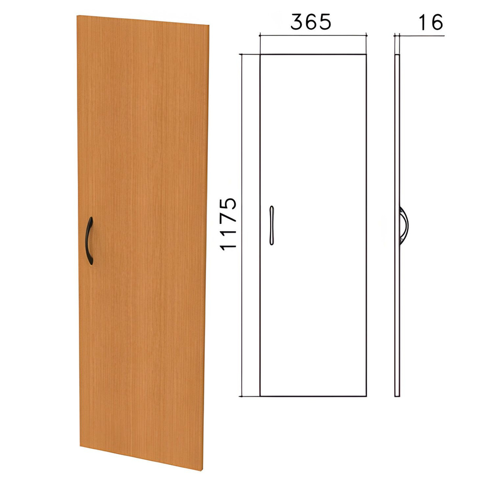 Дверь ЛДСП средняя "Фея", 365х16х1175 мм, цвет орех милан, ДФ12.5, 1ед. в комплекте  #1