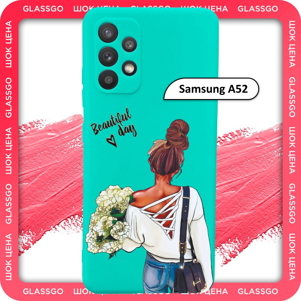 Чехол силиконовый с рисунком девушка с цветами на Samsung A52 / для Самсунг А52  #1