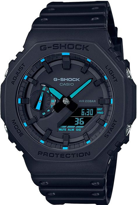 Противоударные мужские наручные часы Casio G-Shock GA-2100-1A2 с подсветкой, будильником и секундомером #1