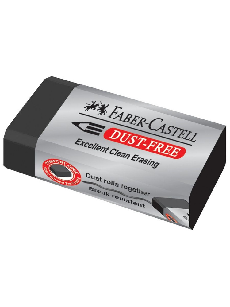 Ластик Faber-Castell "Dust-Free", прямоугольный, картонный футляр, 45x22x13мм, черный (5 шт), 187171 #1