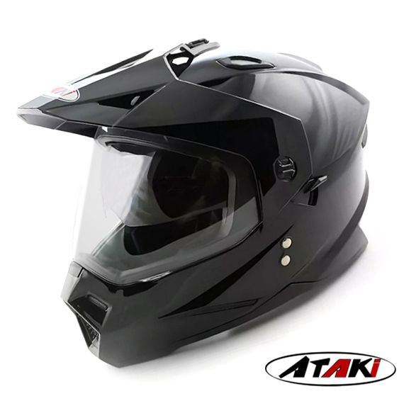 Мотард шлем эндуро ATAKI JK-802 кроссовый мотошлем с визором SOLID  #1