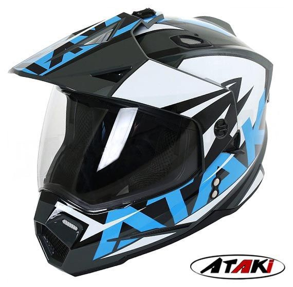 Мотард шлем эндуро ATAKI JK802 кроссовый мотошлем с визором RAMPAGE XL(61-62) глянцевый  #1