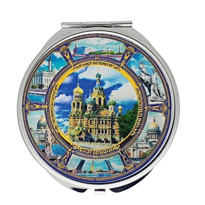Зеркальце карманное складное косметическое для макияжа , сувенир Санкт-Петербург  #1