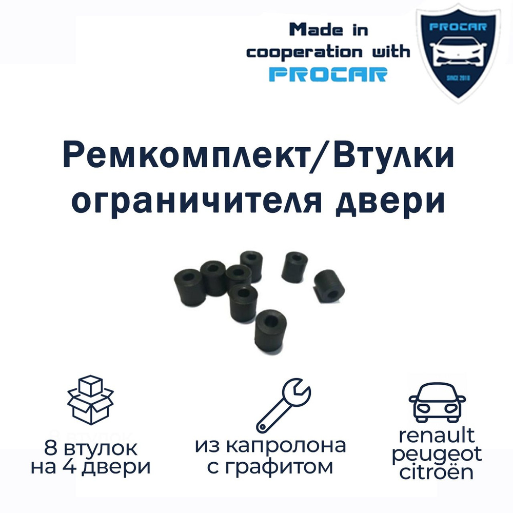 Ремкомплект (втулки) ограничителя на 4 двери для автомобилей: Renault ...