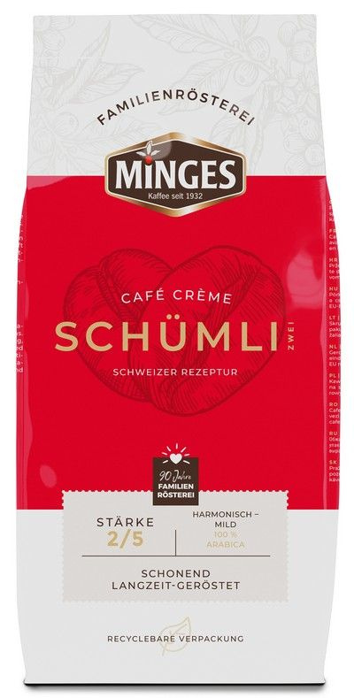 Кофе натуральный жареный в зернах MINGES Cafe Creme Schumli 2 (100% арабика) 1000 г (PREMIUM)  #1