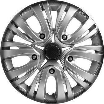 Колпак колеса декоративный R-15 Лион серебристо-черный карбон 2шт. AIRLINE AWCC1502  #1