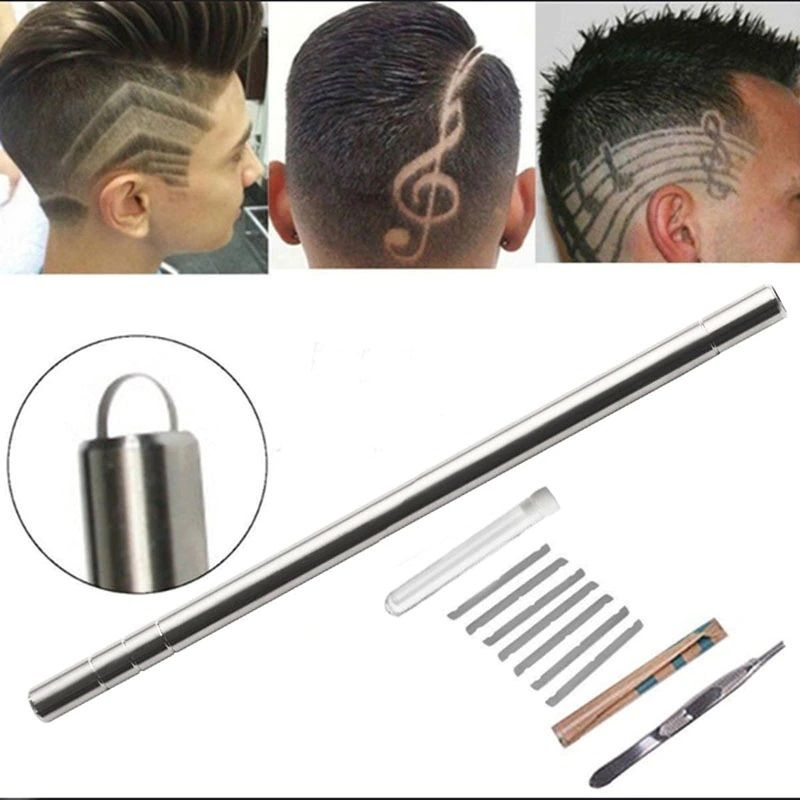 CHARITES Опасная бритва ручка для узоров тату, рисунков на волосах, для моделирования бороды, сменные #1