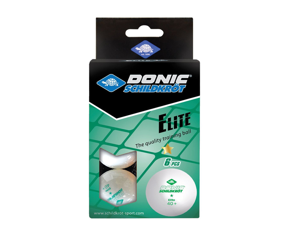 Мячики для н/тенниса DONIC ELITE 1* 40+, 6 штук, белый #1