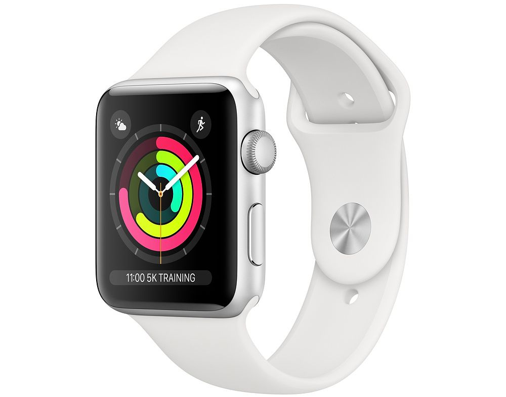 Умные часы Apple Watch Series 3 38mm Silver Aluminum Case White Sport Band (GPS) MTEY2RU/A A1858. Товар #1