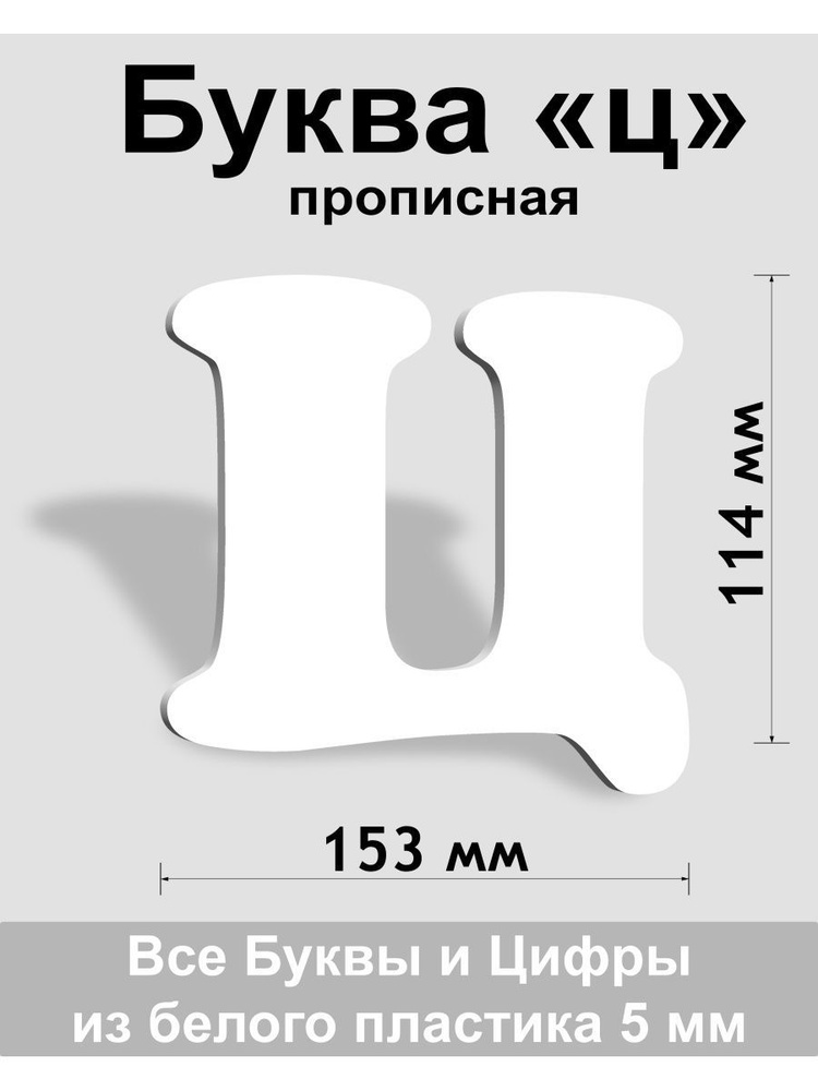 Прописная буква ц белый пластик шрифт Cooper 150 мм, вывеска, Indoor-ad  #1