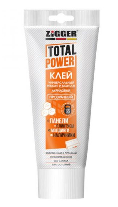 Клей ZIGGER TOTAL POWER акриловый универсальный, прозрачный, 250 г  #1