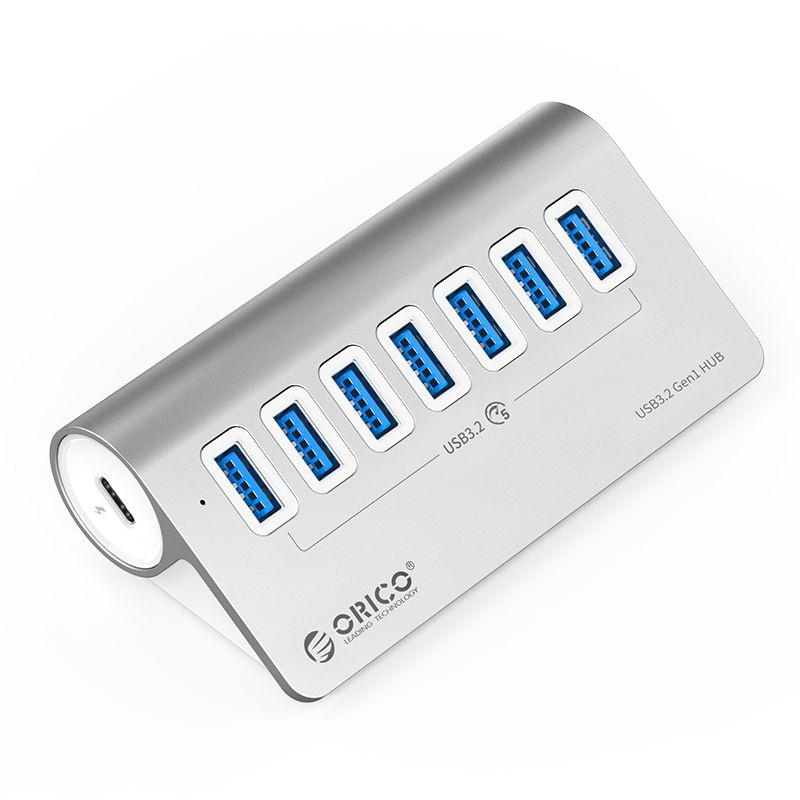 USB-концентратор ORICO 7 USB-A 3.2 Gen1 серебристый (ORICO-M3U7-G2-10-SV-BP) #1