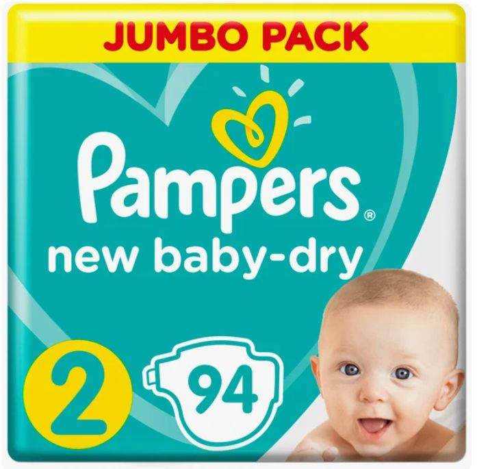 Pampers Подгузники, New Baby Dry, 4-8 кг, 94 шт #1