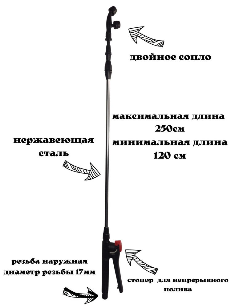 Удочка телескопическая из нержавеющей стали для опрыскивателя 2.5 метра  #1