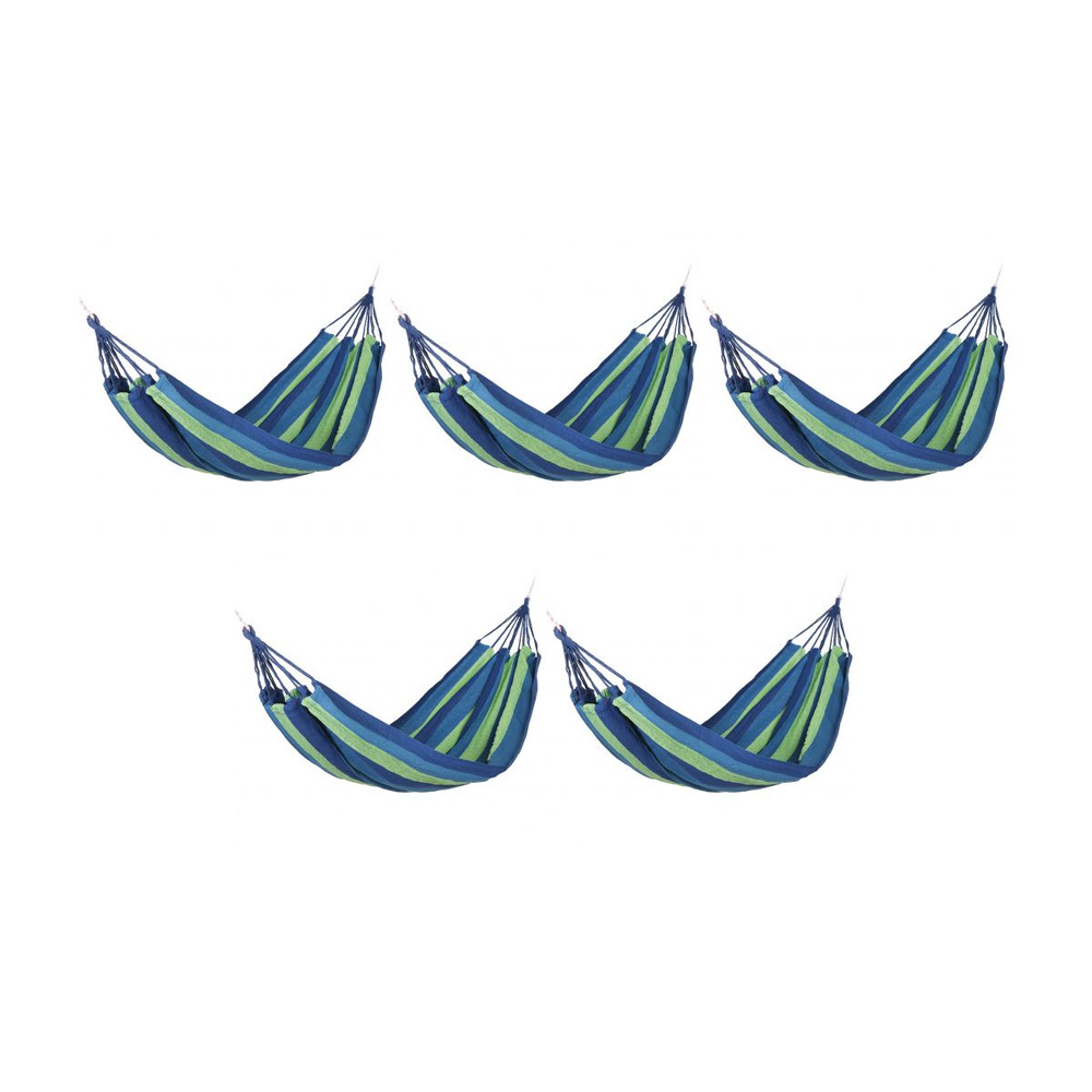 Гамак подвесной, качели, хлопок, двухместный с чехлом 190 x 150 см, цвет синий (Набор 5 шт.)  #1