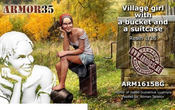 Военно-историческая миниатюра ARMOR35 ARM1615BG Девушка с ведром и чемоданом  #1