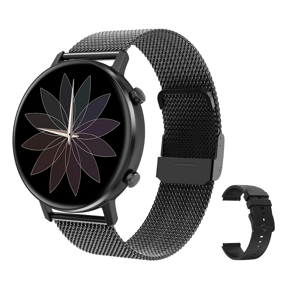 KEMET Умные часы DT2+ силиконовый черный, 43mm, Черный матовый  #1