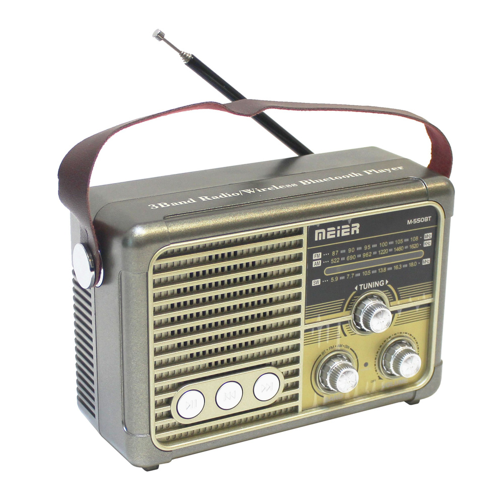 Bluetooth радиоприемник в стиле "Ретро" со сменным аккумулятором Meier M-550BT Светлый  #1