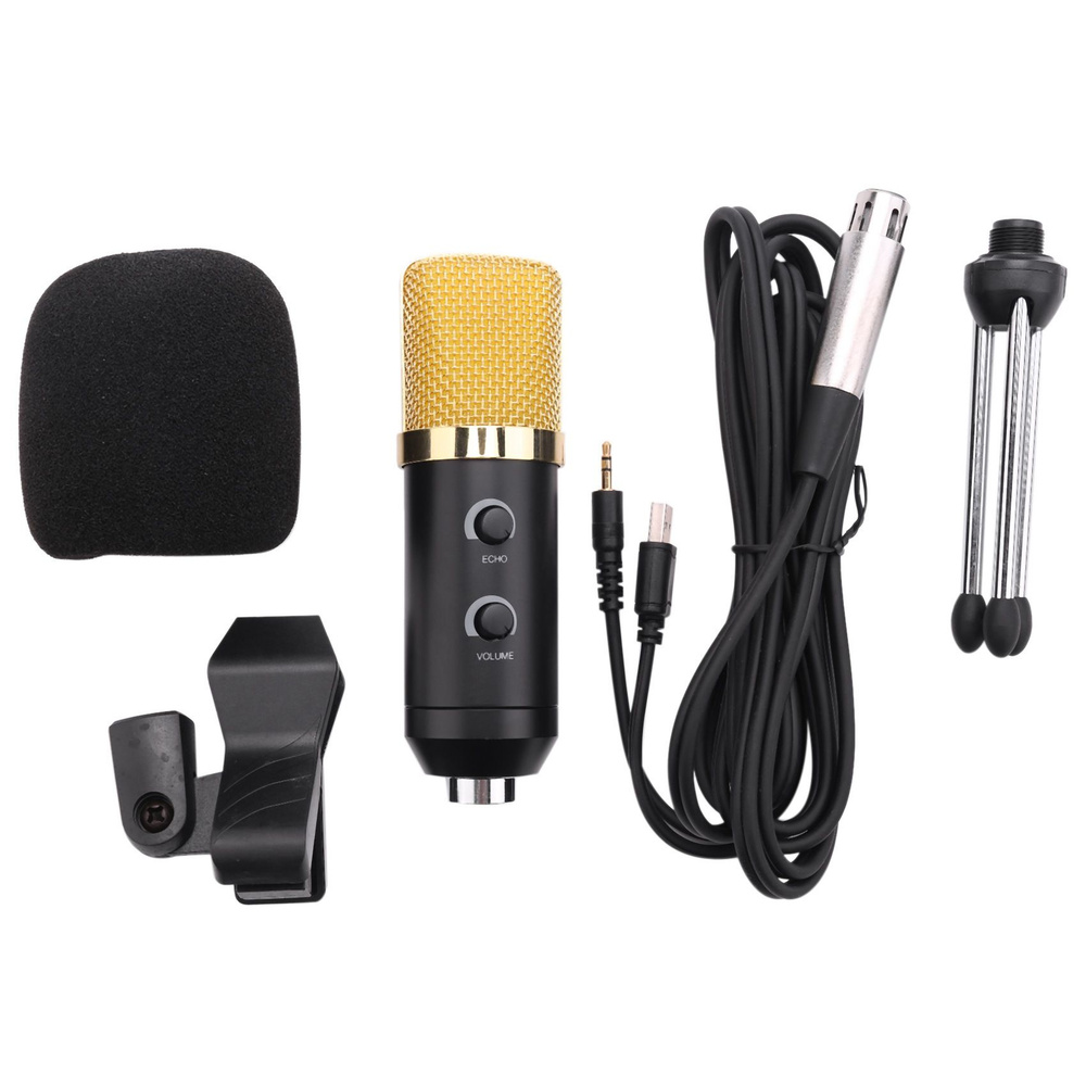 Ф100Тл Усб конденсаторный звукозаписывающий микрофон черного цвета с ...