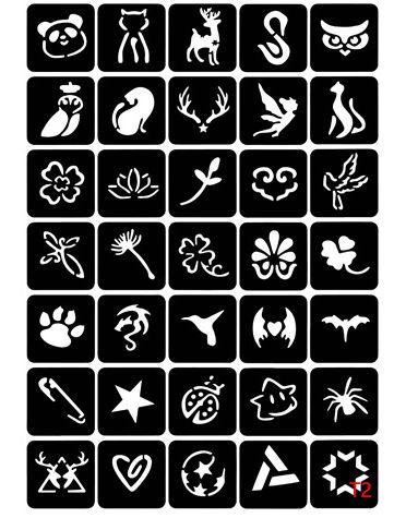 35 многоразовых трафаретов, набор №18, трафарет для тату и дизайна хна  #1