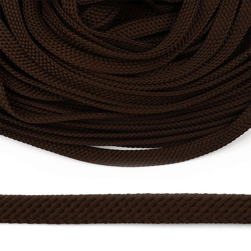 Шнур плоский полиэфирный, толщина 12мм, турецкое плетение, цвет 022 коричневый, уп.50м  #1