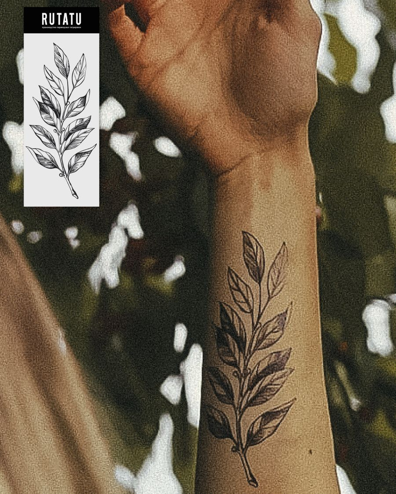 RUTATU Временная переводная татуировка Ветка, Лавр / Ботаника  #1