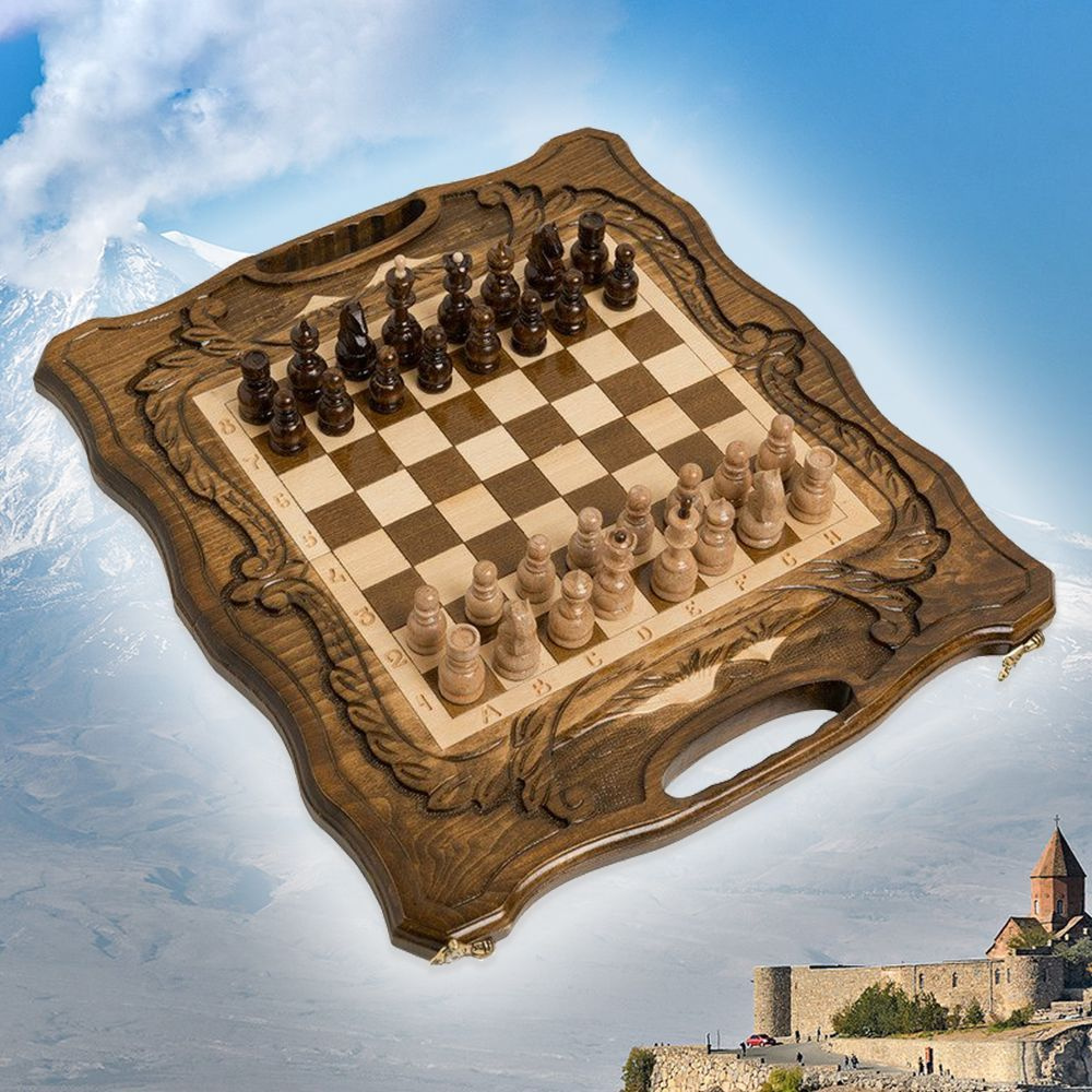 Шахматы и нарды деревянные 40 х 46 см бук Армения #1