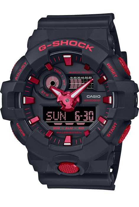 Противоударные мужские наручные часы Casio G-Shock GA-700BNR-1A с подсветкой, будильником и секундомером #1