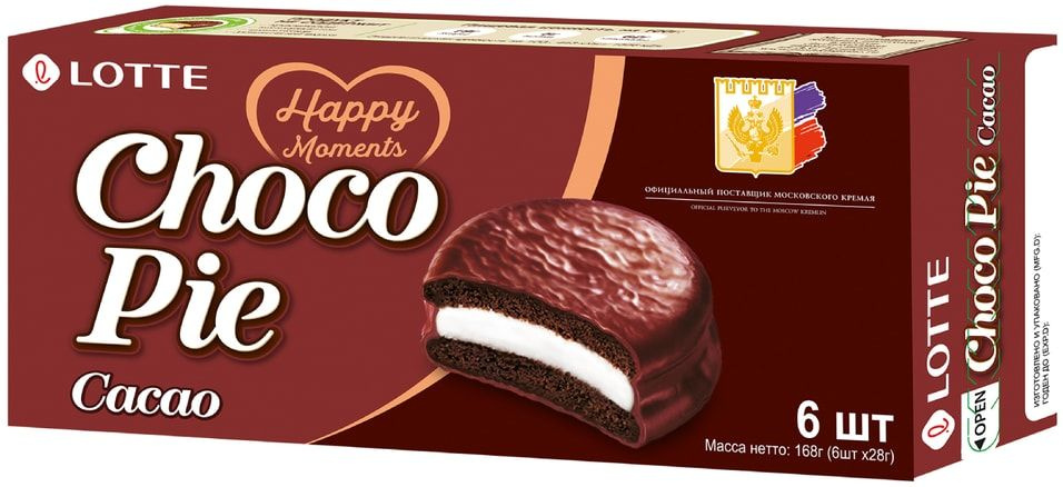 Печенье Lotte Choco Pie Cacao в глазури 6шт*28г х 2шт #1