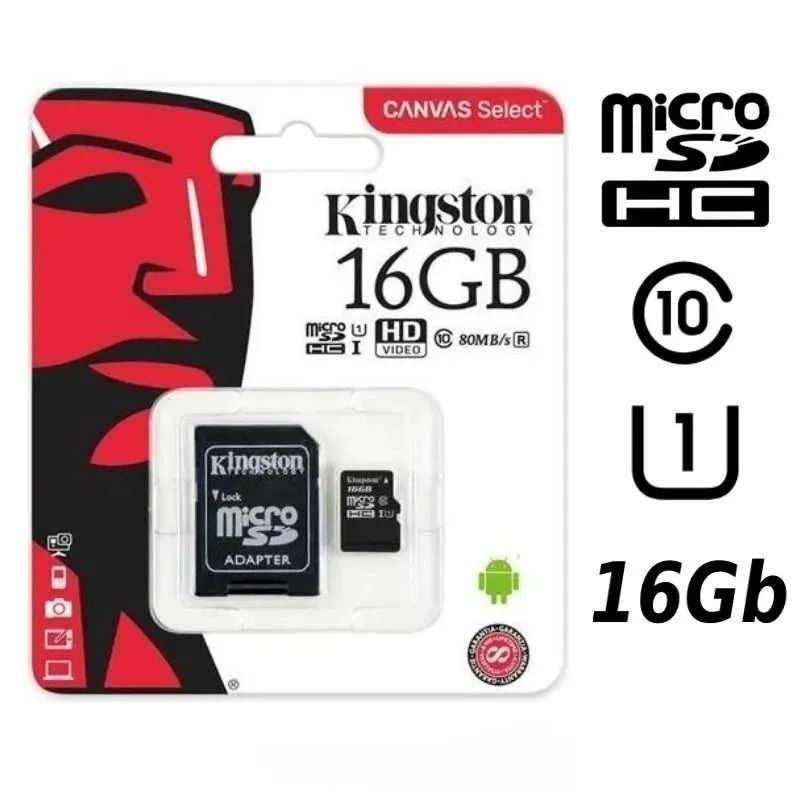 Карта памяти Kingston 16 ГБ microSD SDHC 10 class класс для телефона / видеорегистратора / камеры  #1