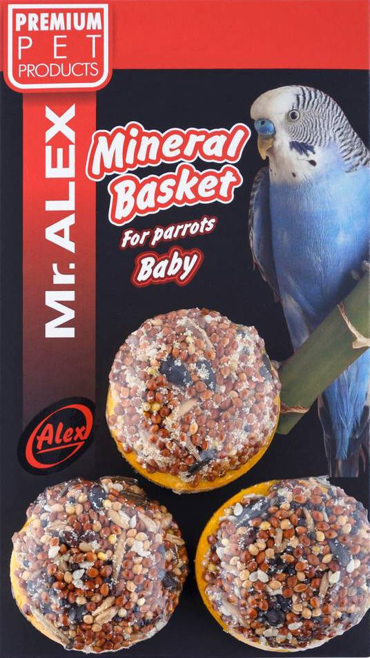 Лакомство Mr. Alex Mineral Basket Бэби корзинка для попугаев, 3 шт, 90 г  #1