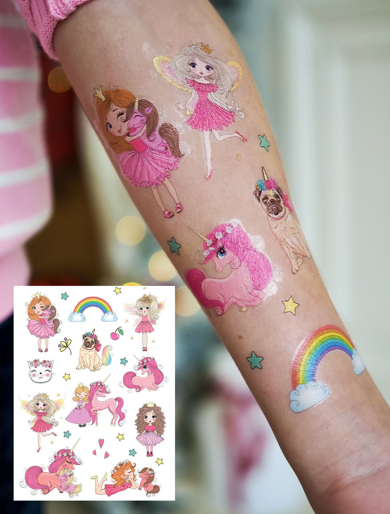 Татуировки переводные временные татушки набор детские для девочек  #1