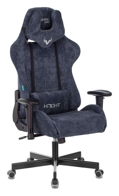 Кресло геймерское Knight N1 Fabric синий Light-27 с подголов. крестовина металл  #1