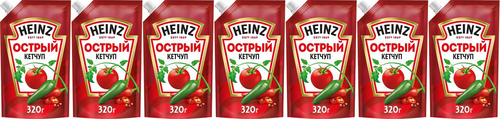 Кетчуп Heinz Острый, комплект: 7 упаковок по 320 г #1